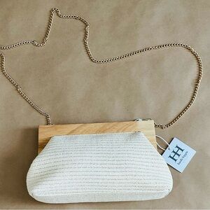 Haute Hippie Cream Clutch with Gold Chain